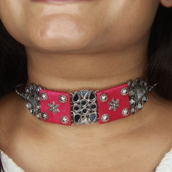 Hot Pink Mirror Choker